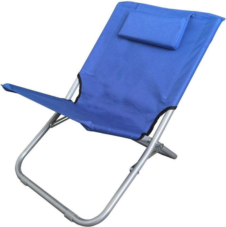 Enero Camp, leżak plażowy z zagłówkiem, składany, granatowy, 47-61-58 cm