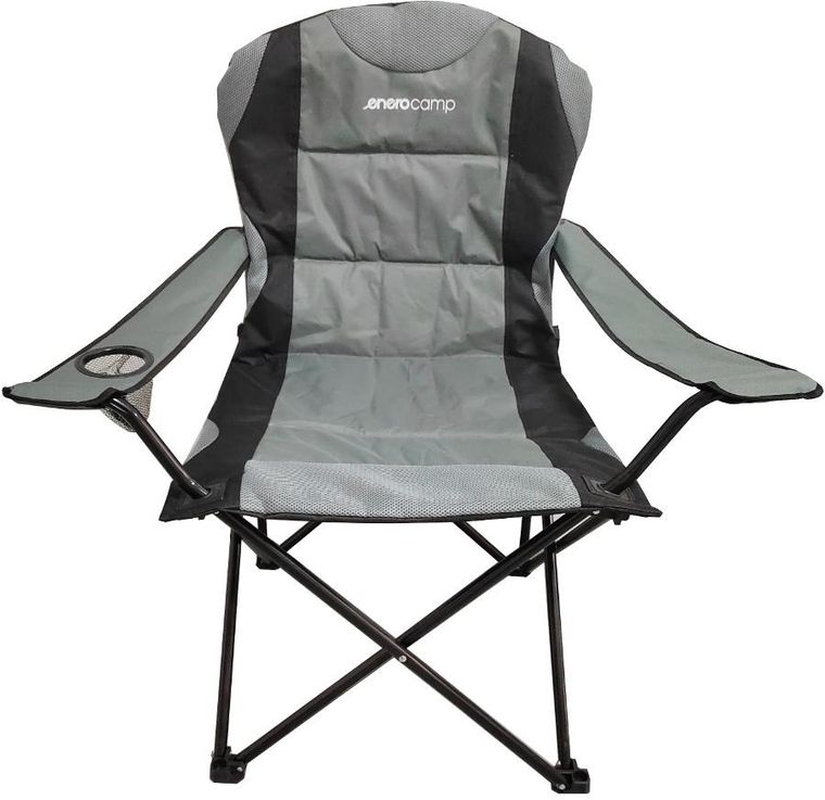 Enero Camp, Lux, krzesło turystyczne, składane, szaro-czarne, 60-60-105 cm