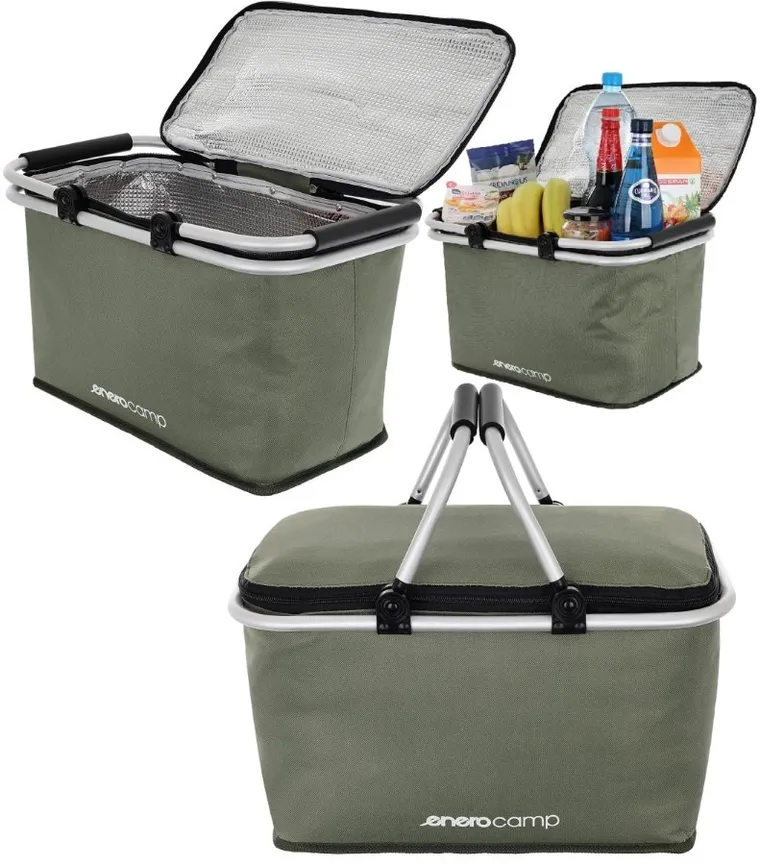 Enero Camp, składany koszyk turystyczny termiczny, zielony, 24l