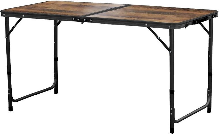 Enero Camp, składany stolik turystyczny, drewno, 120-60-70/62/55 cm