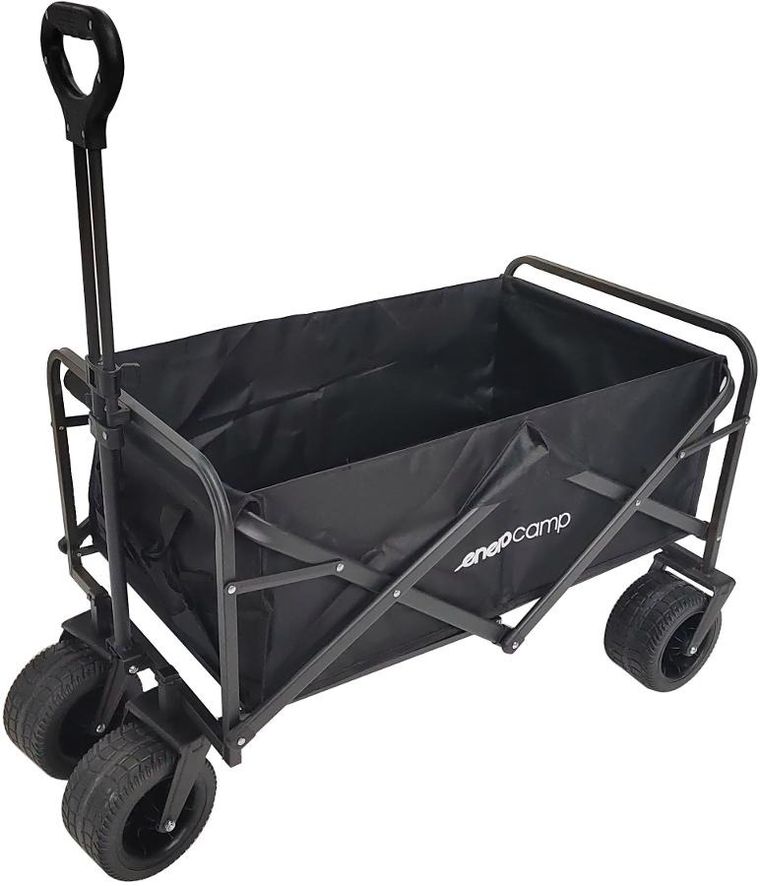 Enero Camp, składany wózek turystyczno plażowy deluxe, z uchwytem, czarny, 90-57-73-96 cm