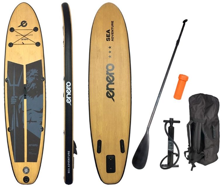 Enero, deska SUP dmuchana, neptun wooden set, 145 kg, 320-76-15 cm