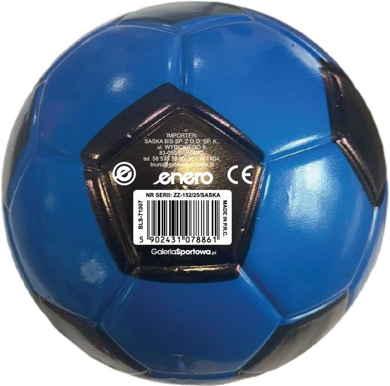 Enero, piłka piankowa, niebiesko-czarna, 15 cm