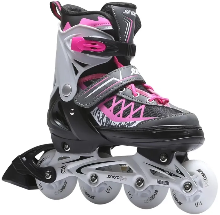 Enero Pro, łyżworolki, 4w1, LED, różowo-szare, rozmiar 34-37