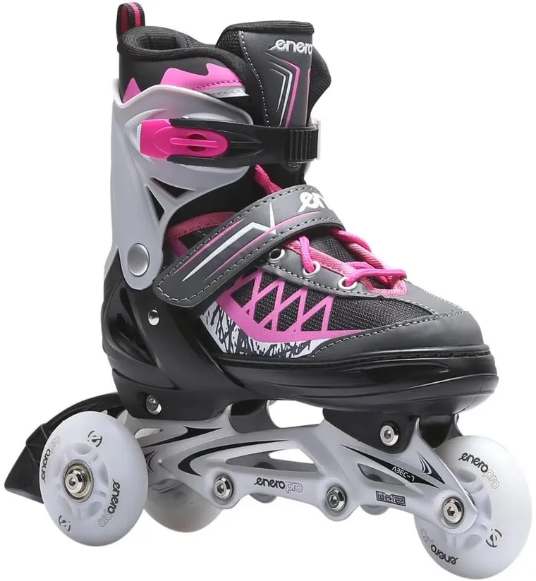 Enero Pro, łyżworolki wrotki łyżwy, 4w1, LED, różowo-szare, rozmiar 26-29