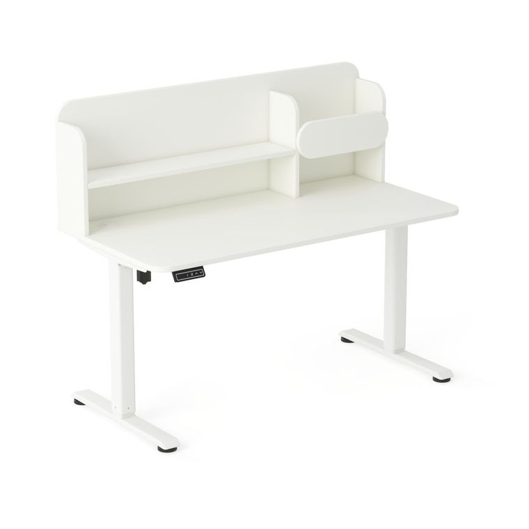 Entelo, Axio, biurko elektryczne regulowane z nadstawką, rozmiar 3-4, 100-65 cm, biały