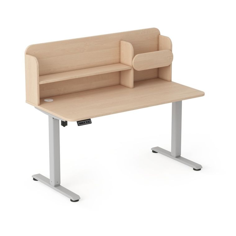 Entelo, Axio, biurko elektryczne regulowane z nadstawką, rozmiar 5-6, 100-65 cm, brzoza