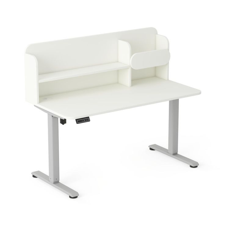 Entelo, Axio, biurko elektryczne regulowane z nadstawką, rozmiar 5-6, 120-65 cm, białe