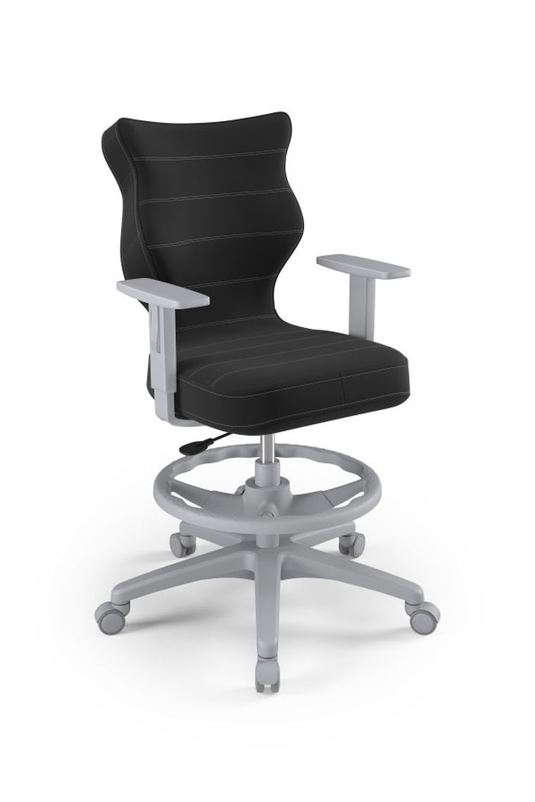Entelo, Duo, krzesło biurowe z podnóżkiem i podłokietnikami, wzrost 159-188 cm, antracytowe