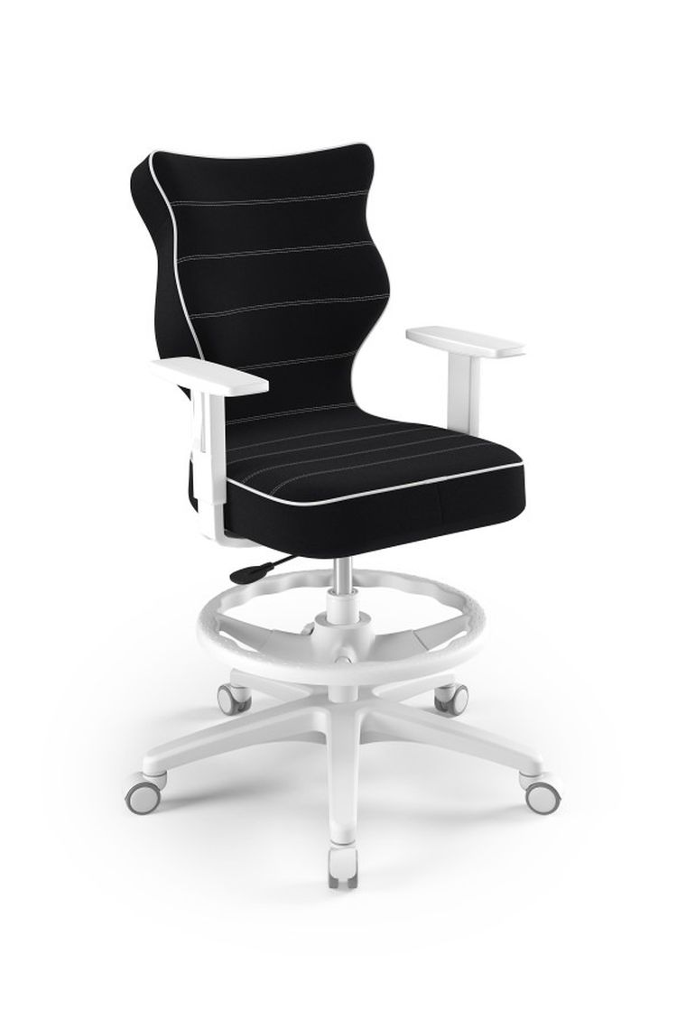 Entelo, Duo, krzesło biurowe z podnóżkiem i podłokietnikami, wzrost 159-188 cm, czarne