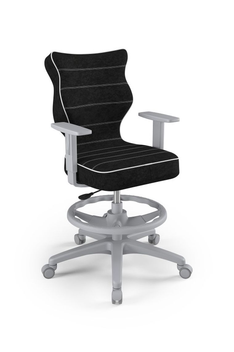 Entelo, Duo, krzesło biurowe z podnóżkiem i podłokietnikami, wzrost 159-188 cm, czarne