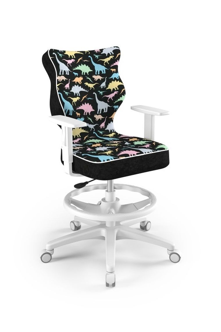 Entelo, Duo, krzesło biurowe z podnóżkiem i podłokietnikami, wzrost 159-188 cm, dinozaury