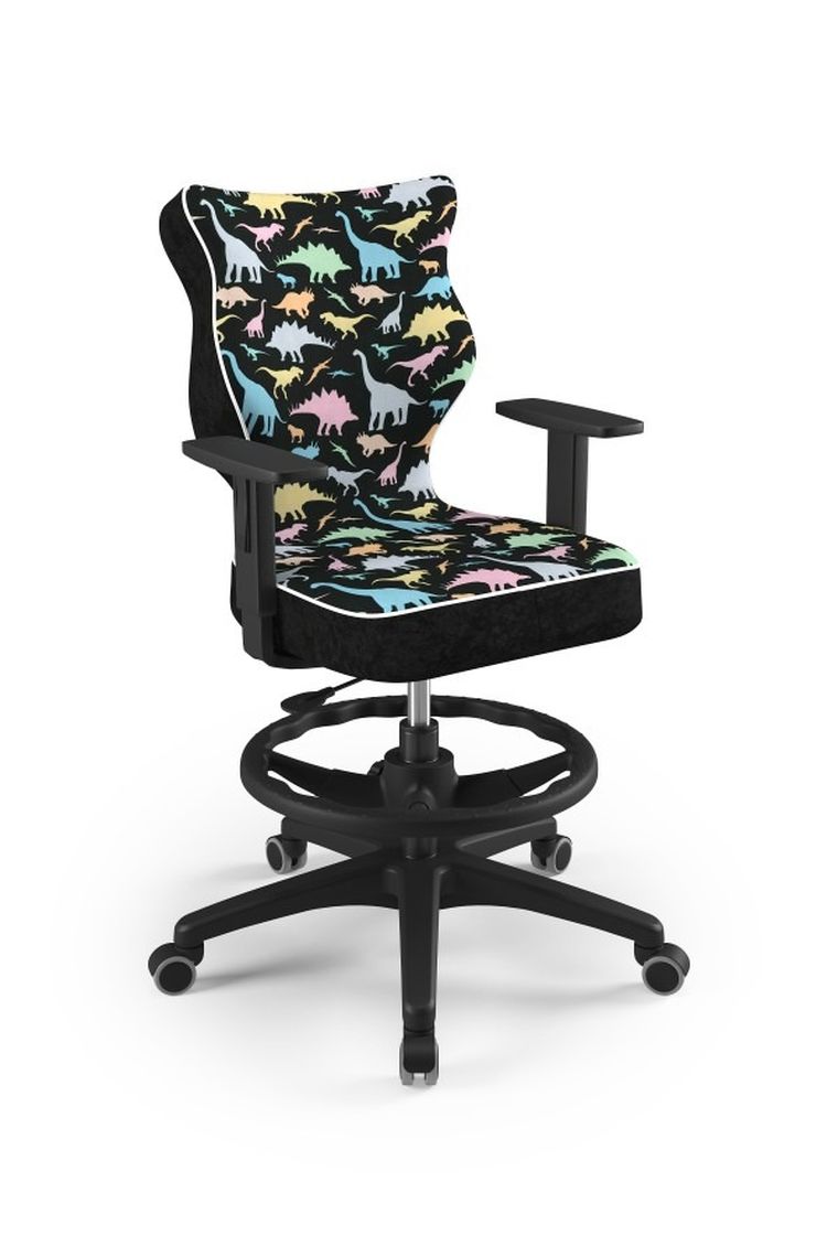 Entelo, Duo, krzesło biurowe z podnóżkiem i podłokietnikami, wzrost 159-188 cm, dinozaury