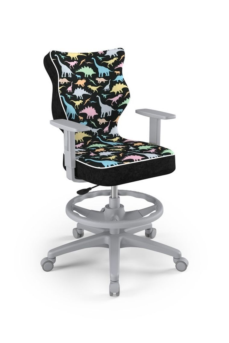 Entelo, Duo, krzesło biurowe z podnóżkiem i podłokietnikami, wzrost 159-188 cm, dinozaury