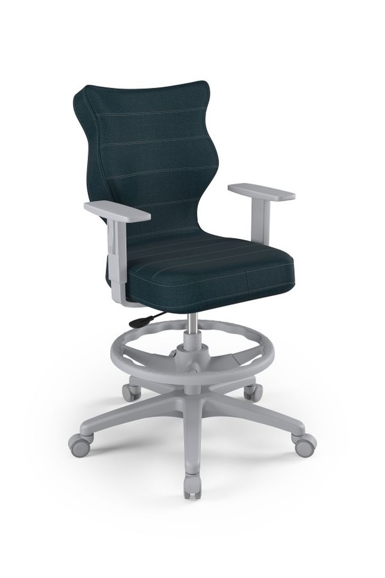Entelo, Duo, krzesło biurowe z podnóżkiem i podłokietnikami, wzrost 159-188 cm, granatowe