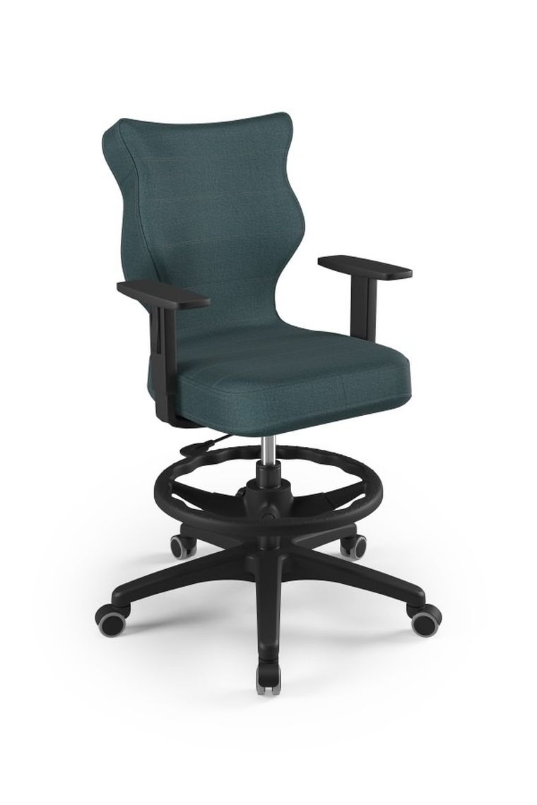 Entelo, Duo, krzesło biurowe z podnóżkiem i podłokietnikami, wzrost 159-188 cm, niebieskie