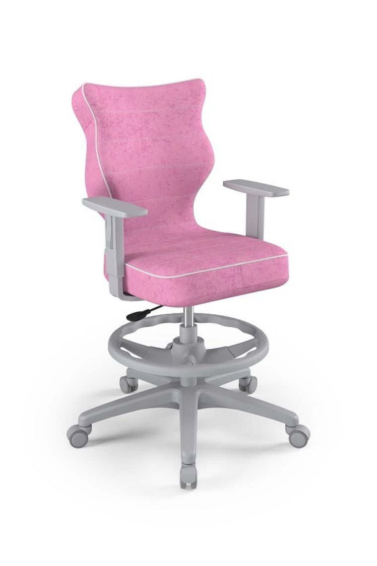 Entelo, Duo, krzesło biurowe z podnóżkiem i podłokietnikami, wzrost 159-188 cm, różowe