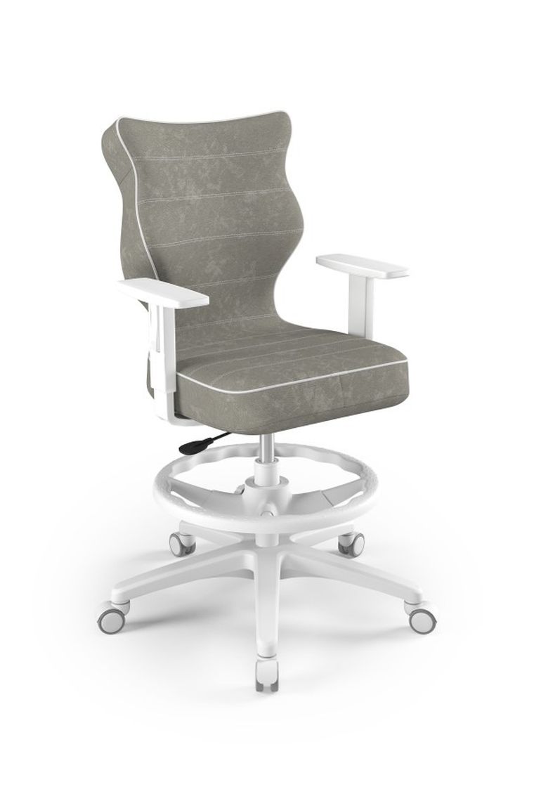 Entelo, Duo, krzesło biurowe z podnóżkiem i podłokietnikami, wzrost 159-188 cm, szare