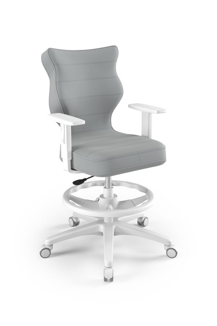 Entelo, Duo, krzesło biurowe z podnóżkiem i podłokietnikami, wzrost 159-188 cm, szare