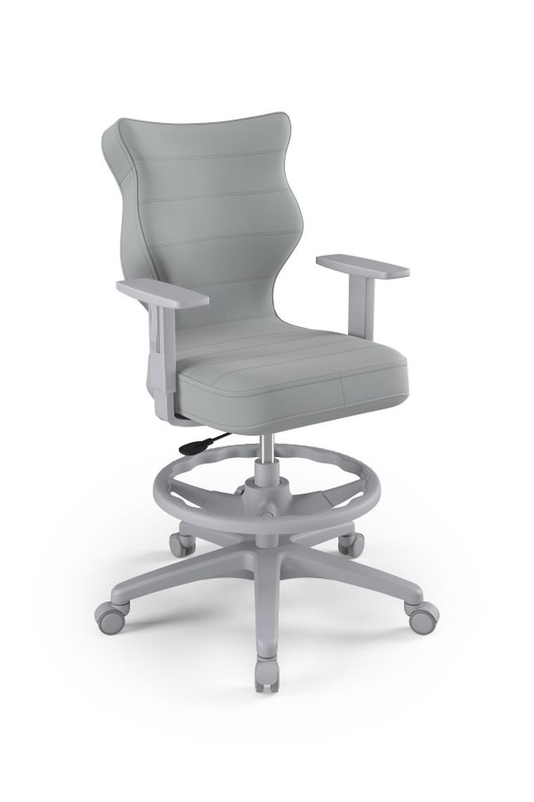 Entelo, Duo, krzesło biurowe z podnóżkiem i podłokietnikami, wzrost 159-188 cm, szare