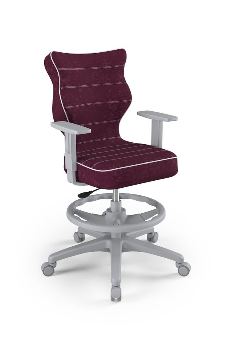 Entelo, Duo, krzesło młodzieżowe z podnóżkiem i podłokietnikami, wzrost 146-176,5 cm, fioletowe