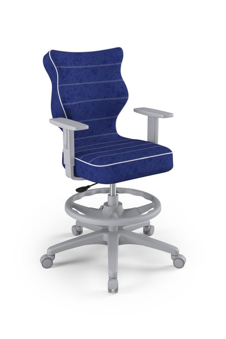 Entelo, Duo, krzesło młodzieżowe z podnóżkiem i podłokietnikami, wzrost 146-176,5 cm, niebieskie