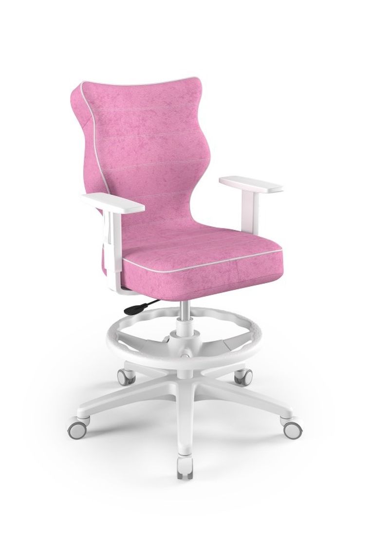 Entelo, Duo, krzesło młodzieżowe z podnóżkiem i podłokietnikami, wzrost 146-176,5 cm, różowe