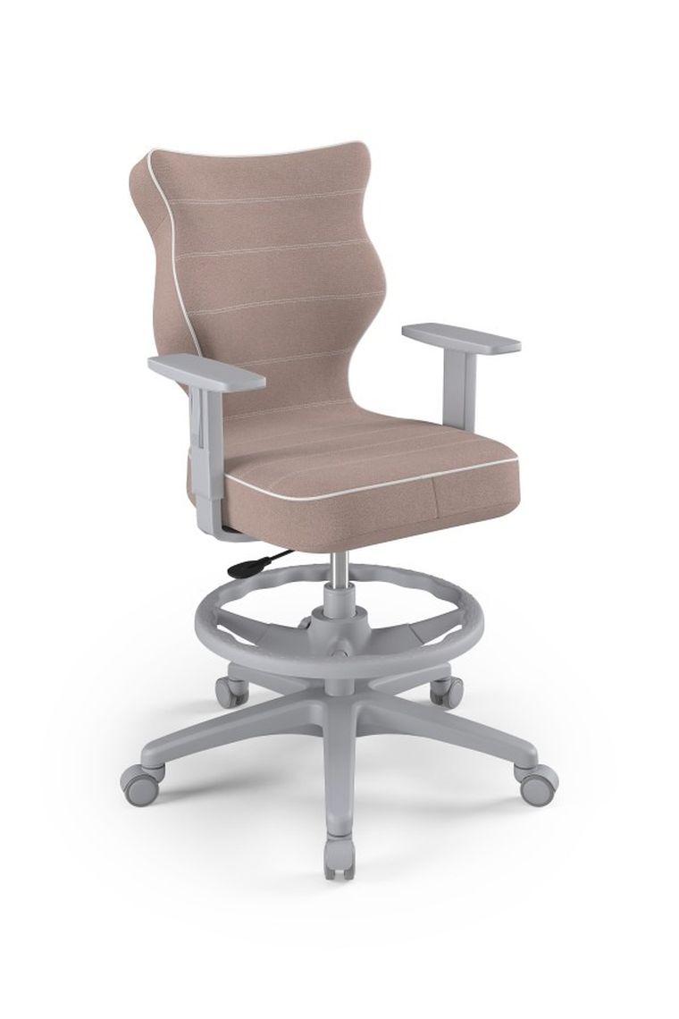 Entelo, Duo, krzesło młodzieżowe z podnóżkiem i podłokietnikami, wzrost 146-176,5 cm, różowe