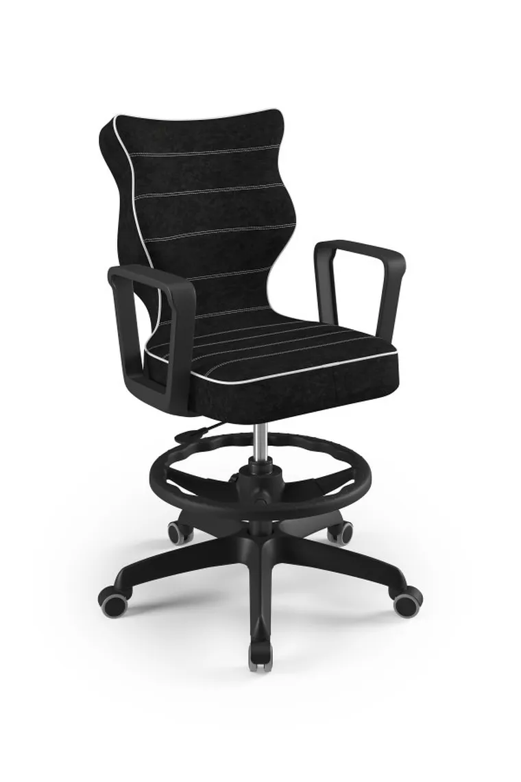 Entelo, Norm, krzesło biurowe z podnóżkiem i podłokietnikami, wzrost 159-188 cm, czarne