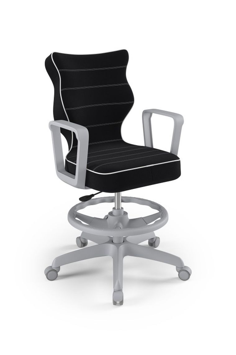 Entelo, Norm, krzesło biurowe z podnóżkiem i podłokietnikami, wzrost 159-188 cm, czarne