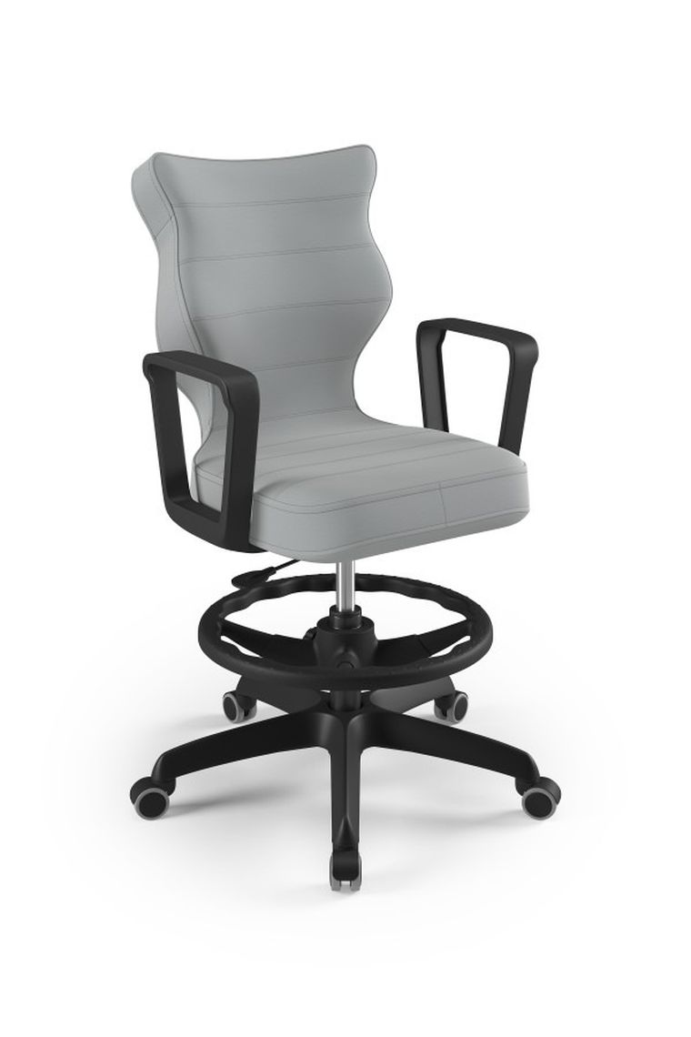 Entelo, Norm, krzesło biurowe z podnóżkiem i podłokietnikami, wzrost 159-188 cm, szare