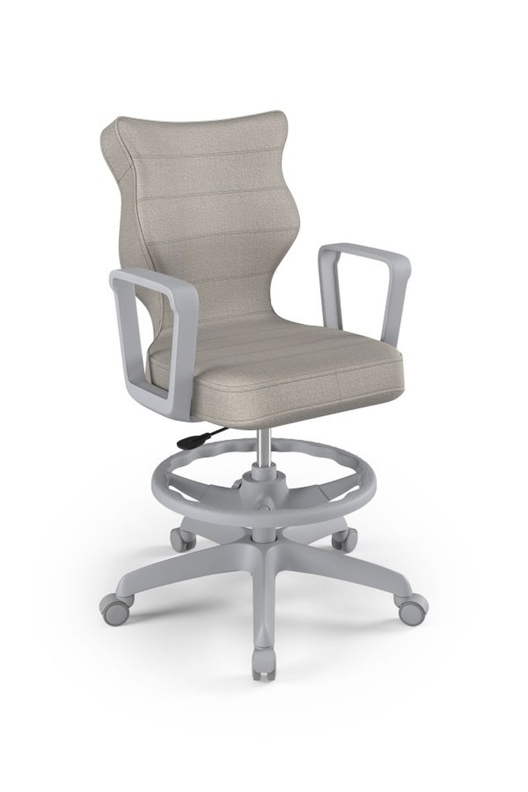 Entelo, Norm, krzesło biurowe z podnóżkiem i podłokietnikami, wzrost 159-188 cm, szare