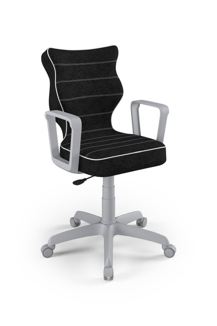 Entelo, Norm, krzesło młodzieżowe z podłokietnikami, wzrost 146-176,5 cm, czarne