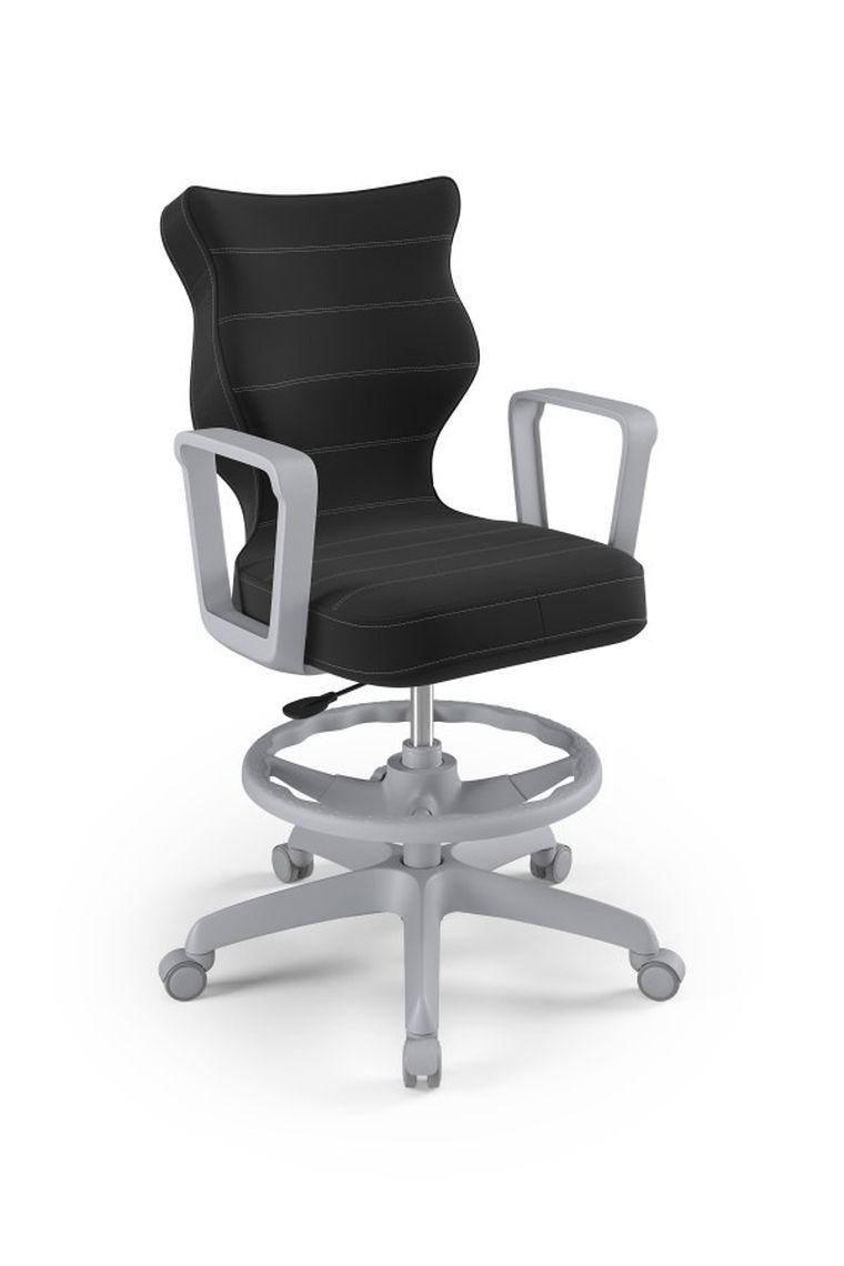 Entelo, Norm, krzesło młodzieżowe z podnóżkiem i podłokietnikami, wzrost 146-176,5 cm, antracytowe