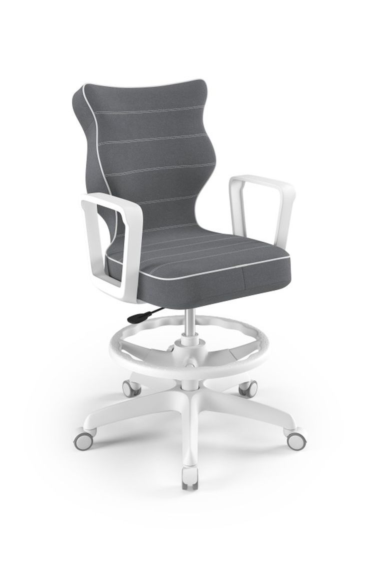 Entelo, Norm, krzesło młodzieżowe z podnóżkiem i podłokietnikami, wzrost 146-176,5 cm, ciemno szare