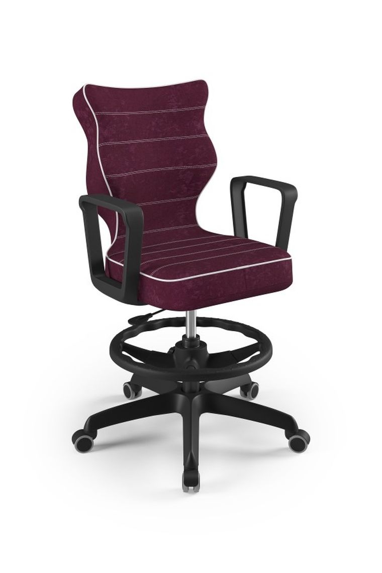 Entelo, Norm, krzesło młodzieżowe z podnóżkiem i podłokietnikami, wzrost 146-176,5 cm, fioletowe