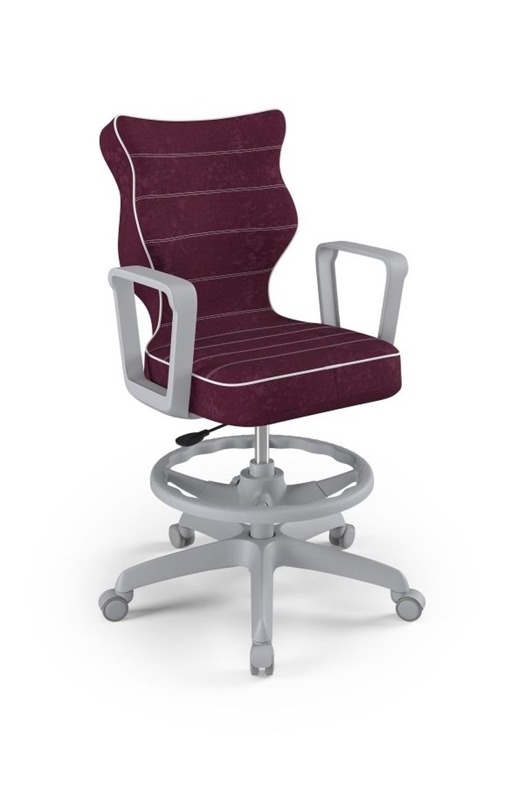 Entelo, Norm, krzesło młodzieżowe z podnóżkiem i podłokietnikami, wzrost 146-176,5 cm, fioletowe