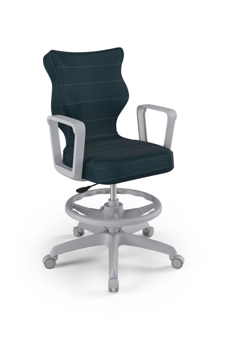 Entelo, Norm, krzesło młodzieżowe z podnóżkiem i podłokietnikami, wzrost 146-176,5 cm, granatowe