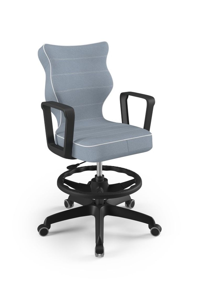 Entelo, Norm, krzesło młodzieżowe z podnóżkiem i podłokietnikami, wzrost 146-176,5 cm, niebieskie