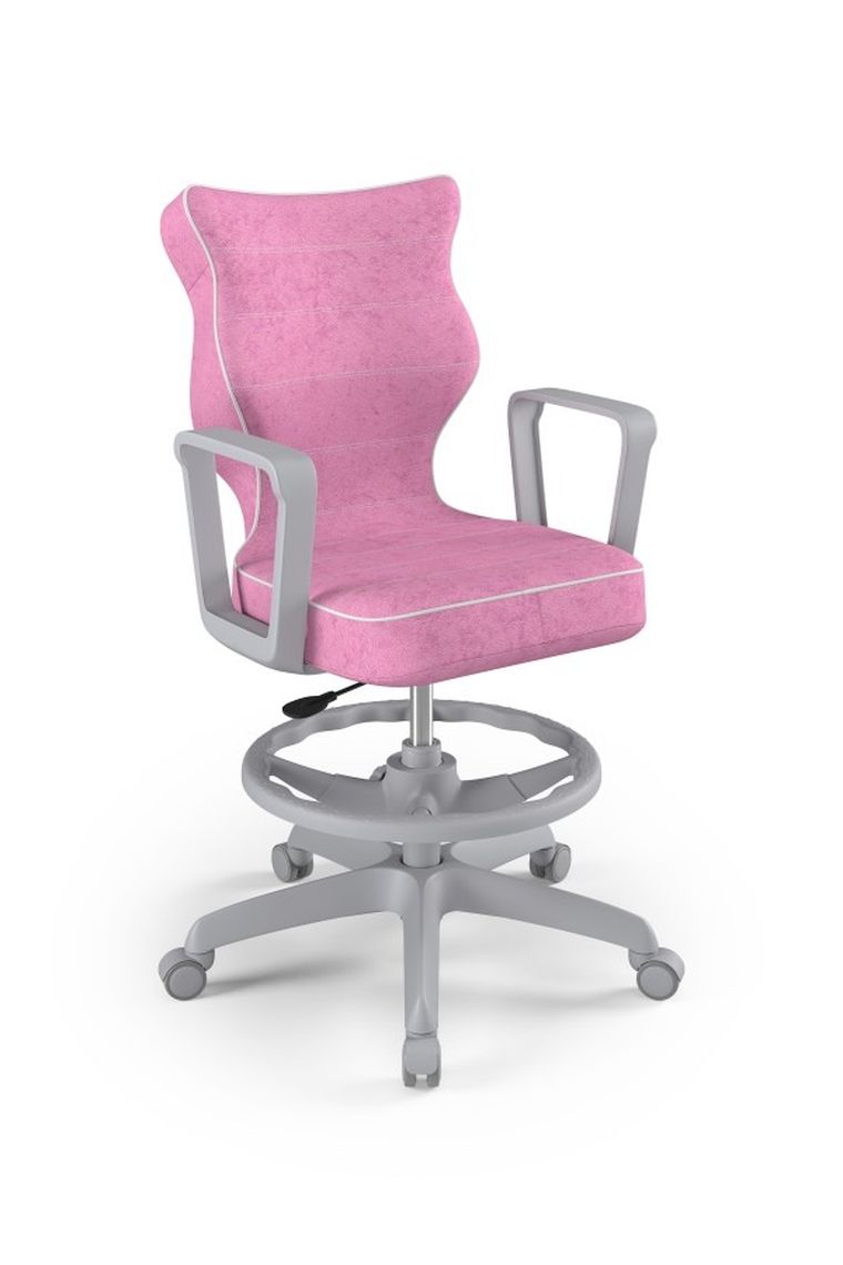 Entelo, Norm, krzesło młodzieżowe z podnóżkiem i podłokietnikami, wzrost 146-176,5 cm, różowe