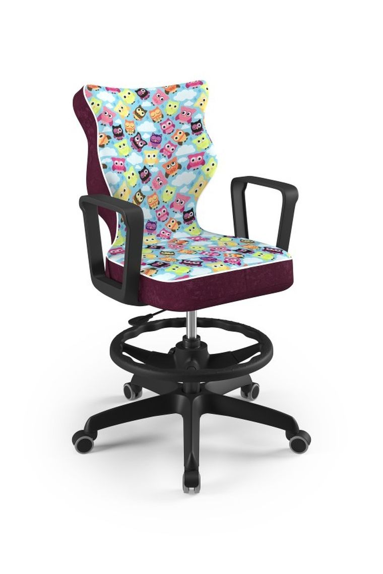 Entelo, Norm, krzesło młodzieżowe z podnóżkiem i podłokietnikami, wzrost 146-176,5 cm, sowy