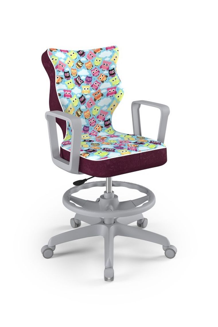 Entelo, Norm, krzesło młodzieżowe z podnóżkiem i podłokietnikami, wzrost 146-176,5 cm, sowy