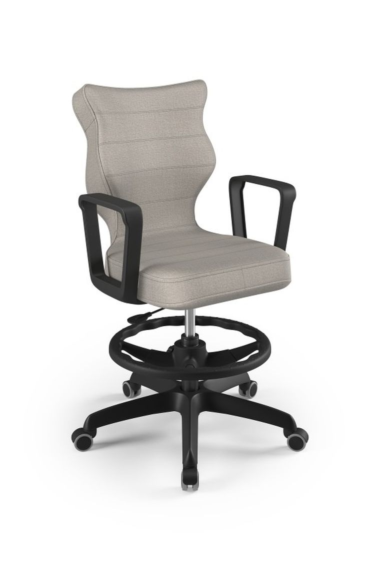 Entelo, Norm, krzesło młodzieżowe z podnóżkiem i podłokietnikami, wzrost 146-176,5 cm, szare