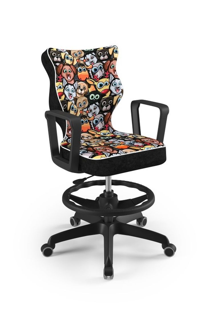 Entelo, Norm, krzesło młodzieżowe z podnóżkiem i podłokietnikami, wzrost 146-176,5 cm, zwierzaki