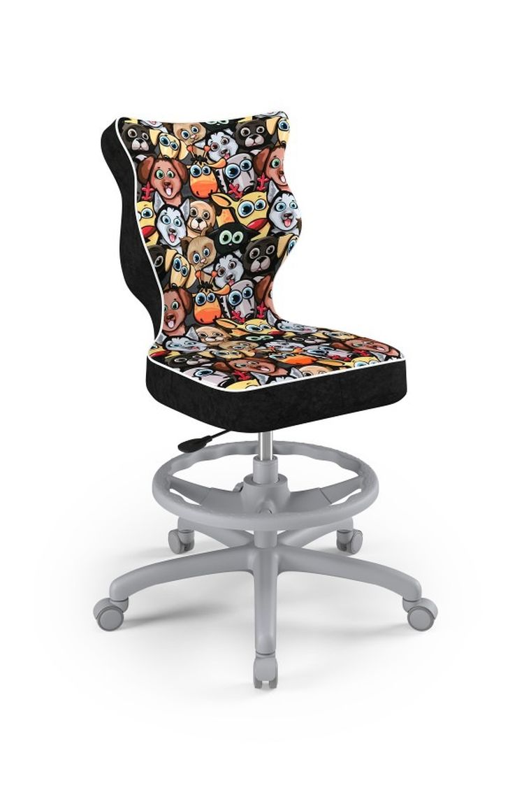 Entelo, Petit, krzesło młodzieżowe z podnóżkiem, wzrost 146-176,5 cm, zwierzaki