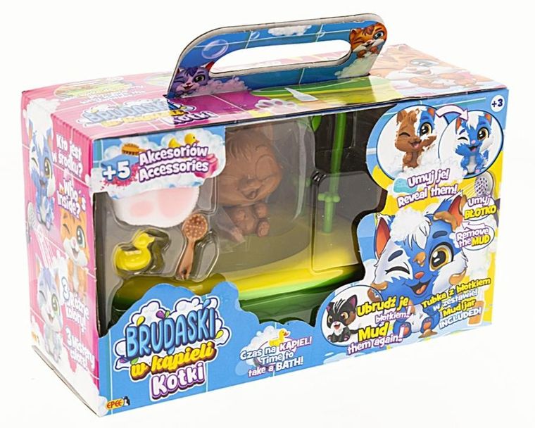 Epee, Brudaski w kąpieli, Kotki, Łatek, zestaw z figurką i wanną