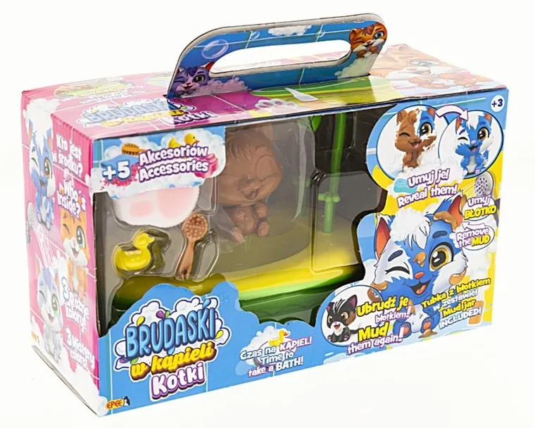 Epee, Brudaski w kąpieli, Kotki, Puszek, zestaw z figurką i wanną