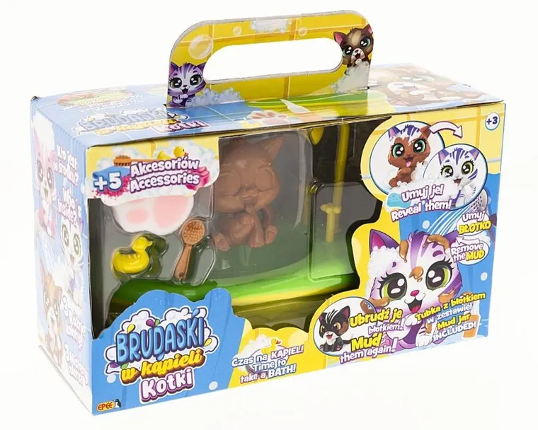 Epee, Brudaski w kąpieli, Kotki, Tofik, zestaw z figurką i wanną
