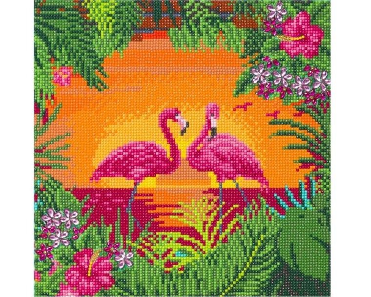 Epee, Crystal Art, obraz na płótnie z mozaiką diamentową, Flamingi, 30-30 cm