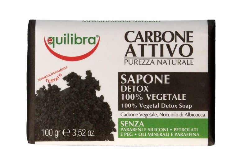 Equilibra, Carbone Attivo, mydło oczyszczające 100% roślinne z aktywnym węglem, 100g
